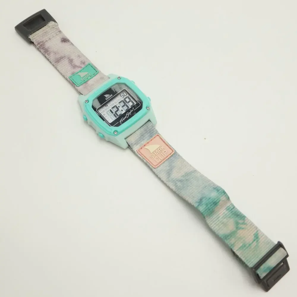 Freestyle Shark Clip Digital Watch 38mm Light Blue Nylon Strap with New Battery